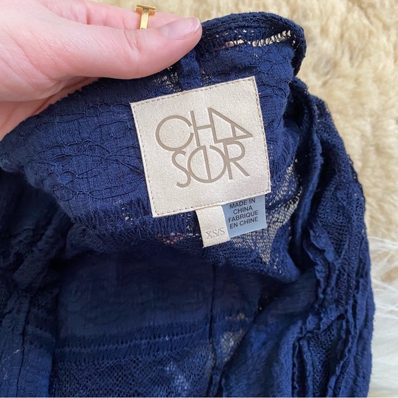 Chaser Revolve Navy Blue Lace Cover Up Shawl - Picture 6 of 8